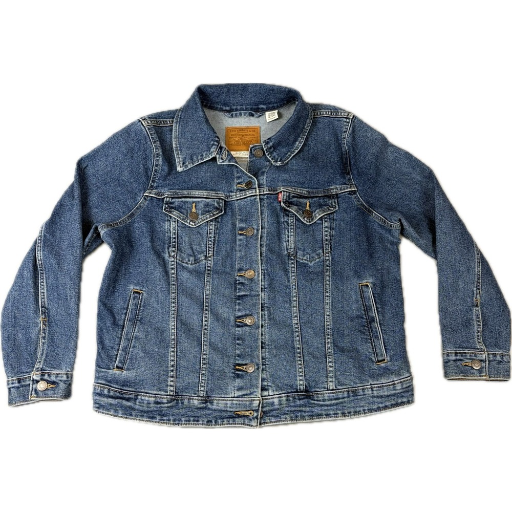 Levi's Premium Denim Jacket Womens 1X Blue Trucker Classic USA Style